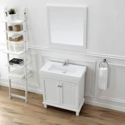 Home Decorators Collection Parkbridge 30 in. W x 15.10 in. D Vanity in White with Ceramic Vanity Top in White with White Sink -Flora Home Decorators Soldes home decorators collection bathroom vanities with tops parkbridge 30 77 1000