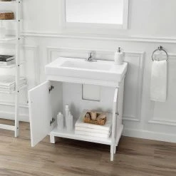 Home Decorators Collection Parkbridge 30 in. W x 15.10 in. D Vanity in White with Ceramic Vanity Top in White with White Sink -Flora Home Decorators Soldes home decorators collection bathroom vanities with tops parkbridge 30 d4 1000