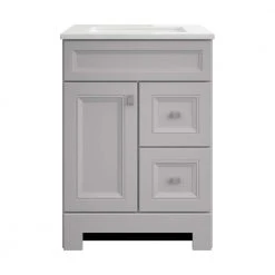 Home Decorators Collection Sedgewood 24-1/2 in. Configurable Bath Vanity in Dove Gray with Solid Surface Top in Arctic with White Sink -Flora Home Decorators Soldes home decorators collection bathroom vanities with tops pplnkdvr24d 31 1000