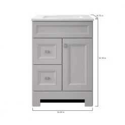 Home Decorators Collection Sedgewood 24-1/2 in. Configurable Bath Vanity in Dove Gray with Solid Surface Top in Arctic with White Sink -Flora Home Decorators Soldes home decorators collection bathroom vanities with tops pplnkdvr24d 40 1000