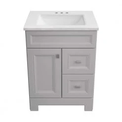 Home Decorators Collection Sedgewood 24-1/2 in. Configurable Bath Vanity in Dove Gray with Solid Surface Top in Arctic with White Sink -Flora Home Decorators Soldes home decorators collection bathroom vanities with tops pplnkdvr24d 4f 1000
