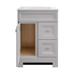 Home Decorators Collection Sedgewood 24-1/2 in. Configurable Bath Vanity in Dove Gray with Solid Surface Top in Arctic with White Sink -Flora Home Decorators Soldes home decorators collection bathroom vanities with tops pplnkdvr24d a0 1000