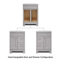 Home Decorators Collection Sedgewood 24-1/2 in. Configurable Bath Vanity in Dove Gray with Solid Surface Top in Arctic with White Sink -Flora Home Decorators Soldes home decorators collection bathroom vanities with tops pplnkdvr24d d4 1000