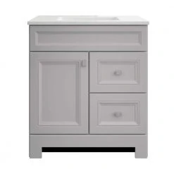 Home Decorators Collection Sedgewood 30-1/2 in. Configurable Bath Vanity in Dove Gray with Solid Surface Top in Arctic with White Sink -Flora Home Decorators Soldes home decorators collection bathroom vanities with tops pplnkdvr30d 31 1000