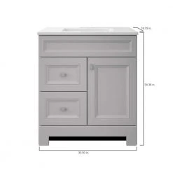 Home Decorators Collection Sedgewood 30-1/2 in. Configurable Bath Vanity in Dove Gray with Solid Surface Top in Arctic with White Sink -Flora Home Decorators Soldes home decorators collection bathroom vanities with tops pplnkdvr30d 40 1000