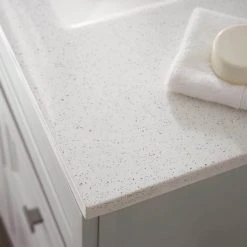 Home Decorators Collection Sedgewood 30-1/2 in. Configurable Bath Vanity in Dove Gray with Solid Surface Top in Arctic with White Sink -Flora Home Decorators Soldes home decorators collection bathroom vanities with tops pplnkdvr30d 77 1000