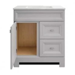 Home Decorators Collection Sedgewood 30-1/2 in. Configurable Bath Vanity in Dove Gray with Solid Surface Top in Arctic with White Sink -Flora Home Decorators Soldes home decorators collection bathroom vanities with tops pplnkdvr30d a0 1000