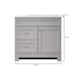 Home Decorators Collection Sedgewood 36-1/2 in. Configurable Bath Vanity in Dove Gray with Solid Surface Top in Arctic with White Sink -Flora Home Decorators Soldes home decorators collection bathroom vanities with tops pplnkdvr36d 40 1000