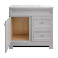 Home Decorators Collection Sedgewood 36-1/2 in. Configurable Bath Vanity in Dove Gray with Solid Surface Top in Arctic with White Sink -Flora Home Decorators Soldes home decorators collection bathroom vanities with tops pplnkdvr36d a0 1000