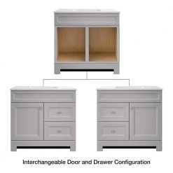 Home Decorators Collection Sedgewood 36-1/2 in. Configurable Bath Vanity in Dove Gray with Solid Surface Top in Arctic with White Sink -Flora Home Decorators Soldes home decorators collection bathroom vanities with tops pplnkdvr36d d4 1000