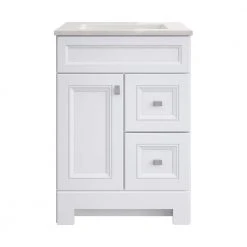 Home Decorators Collection Sedgewood 24-1/2 in. Configurable Bath Vanity in White with Solid Surface Top in Arctic with White Sink -Flora Home Decorators Soldes home decorators collection bathroom vanities with tops pplnkwht24d 31 1000