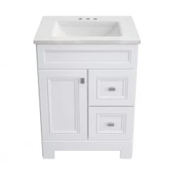 Home Decorators Collection Sedgewood 24-1/2 in. Configurable Bath Vanity in White with Solid Surface Top in Arctic with White Sink -Flora Home Decorators Soldes home decorators collection bathroom vanities with tops pplnkwht24d 44 1000