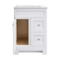 Home Decorators Collection Sedgewood 24-1/2 in. Configurable Bath Vanity in White with Solid Surface Top in Arctic with White Sink -Flora Home Decorators Soldes home decorators collection bathroom vanities with tops pplnkwht24d a0 1000