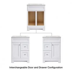 Home Decorators Collection Sedgewood 24-1/2 in. Configurable Bath Vanity in White with Solid Surface Top in Arctic with White Sink -Flora Home Decorators Soldes home decorators collection bathroom vanities with tops pplnkwht24d d4 1000
