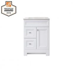 Home Decorators Collection Sedgewood 24-1/2 in. Configurable Bath Vanity in White with Solid Surface Top in Arctic with White Sink -Flora Home Decorators Soldes home decorators collection bathroom vanities with tops pplnkwht24d e1 1000