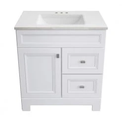 Home Decorators Collection Sedgewood 30-1/2 in. Configurable Bath Vanity in White with Solid Surface Top in Arctic with White Sink -Flora Home Decorators Soldes home decorators collection bathroom vanities with tops pplnkwht30d 1f 1000