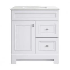 Home Decorators Collection Sedgewood 30-1/2 in. Configurable Bath Vanity in White with Solid Surface Top in Arctic with White Sink -Flora Home Decorators Soldes home decorators collection bathroom vanities with tops pplnkwht30d 31 1000