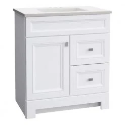 Home Decorators Collection Sedgewood 30-1/2 in. Configurable Bath Vanity in White with Solid Surface Top in Arctic with White Sink -Flora Home Decorators Soldes home decorators collection bathroom vanities with tops pplnkwht30d 44 1000