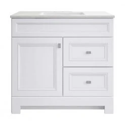 Home Decorators Collection Sedgewood 36-1/2 in. Configurable Bath Vanity in White with Solid Surface Top in Arctic with White Sink -Flora Home Decorators Soldes home decorators collection bathroom vanities with tops pplnkwht36d 31 1000