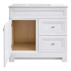 Home Decorators Collection Sedgewood 36-1/2 in. Configurable Bath Vanity in White with Solid Surface Top in Arctic with White Sink -Flora Home Decorators Soldes home decorators collection bathroom vanities with tops pplnkwht36d a0 1000