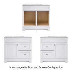 Home Decorators Collection Sedgewood 36-1/2 in. Configurable Bath Vanity in White with Solid Surface Top in Arctic with White Sink -Flora Home Decorators Soldes home decorators collection bathroom vanities with tops pplnkwht36d d4 1000