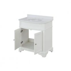 Home Decorators Collection Terryn 31 in. W x 20 in. D x 35 in. H Vanity in White with Engineered White Marble Top and White Sink -Flora Home Decorators Soldes home decorators collection bathroom vanities with tops tj tnv3120wh 77 1000