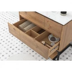 Home Decorators Collection Ventford Reclaimed 36 in. Bath Vanity in Brushed Light Oak with Artificial Carrara Vanity Top with White Basin -Flora Home Decorators Soldes home decorators collection bathroom vanities with tops va wg0501 1f 1000