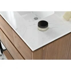 Home Decorators Collection Ventford Reclaimed 36 in. Bath Vanity in Brushed Light Oak with Artificial Carrara Vanity Top with White Basin -Flora Home Decorators Soldes home decorators collection bathroom vanities with tops va wg0501 4f 1000