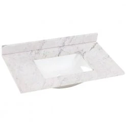 Home Decorators Collection 37 in. W x 22 in. D Stone Effect Vanity Top in Lunar with White Sink -Flora Home Decorators Soldes home decorators collection bathroom vanity tops se3722r lr 1f 1000