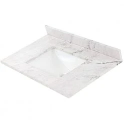 Home Decorators Collection 37 in. W x 22 in. D Stone Effect Vanity Top in Lunar with White Sink -Flora Home Decorators Soldes home decorators collection bathroom vanity tops se3722r lr 4f 1000