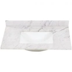 Home Decorators Collection 37 in. W x 22 in. D Stone Effect Vanity Top in Lunar with White Sink