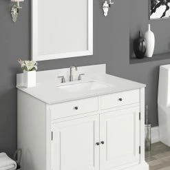 Home Decorators Collection 49 in. W x 22 in. D x 0.75 in. H Quartz Vanity Top in Carrara White with White Basin -Flora Home Decorators Soldes home decorators collection bathroom vanity tops th0386 44 1000