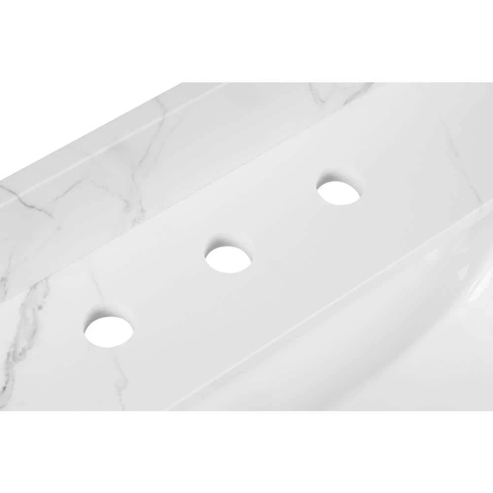 Home Decorators Collection 43 in. W x 22 in. D x 0.75 in. H Engineered Marble Vanity Top in Calacatta White with White Basin 10 Home Decorators Collection 43 in. W x 22 in. D x 0.75 in. H Engineered Marble Vanity Top in Calacatta White with White Basin - Image 8