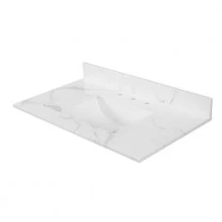 Home Decorators Collection 43 in. W x 22 in. D x 0.75 in. H Engineered Marble Vanity Top in Calacatta White with White Basin 18 Home Decorators Collection 43 in. W x 22 in. D x 0.75 in. H Engineered Marble Vanity Top in Calacatta White with White Basin -Flora Home Decorators Soldes home decorators collection bathroom vanity tops th0422 4f 1000