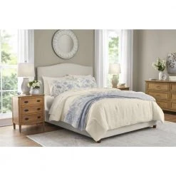 Home Decorators Collection Quinn 3-Piece Ivory Cream Woven Textured Cotton King Comforter Set -Flora Home Decorators Soldes home decorators collection bedding sets dn 19046 1d 1000