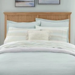 Home Decorators Collection New Haven Reversible 3-Piece Sea Breeze Green and White Double Cloth Gauze Cotton King Duvet Cover Set -Flora Home Decorators Soldes home decorators collection bedding sets duv k mus c3 1000