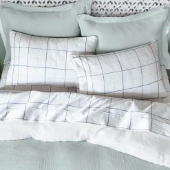 Home Decorators Collection New Haven Reversible 3-Piece Sea Breeze Green and White Double Cloth Gauze Cotton King Duvet Cover Set -Flora Home Decorators Soldes home decorators collection bedding sets duv k mus d4 1000