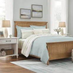 Home Decorators Collection New Haven Reversible 3-Piece Sea Breeze Green and White Double Cloth Gauze Cotton King Duvet Cover Set -Flora Home Decorators Soldes home decorators collection bedding sets duv k mus fa 1000