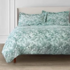 Home Decorators Collection Isabel 3-Piece Teal Boho Paisley Floral Cotton Sateen King Duvet Cover Set