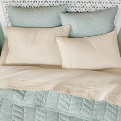 Home Decorators Collection Spring Hill 3-Piece Sea Breeze Green Diamond Cotton Full/Queen Quilt Set -Flora Home Decorators Soldes home decorators collection bedding sets f5000257bk180tc 1d 1000