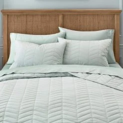 Home Decorators Collection Spring Hill 3-Piece Sea Breeze Green Diamond Cotton Full/Queen Quilt Set -Flora Home Decorators Soldes home decorators collection bedding sets f5000257bk180tc 40 1000