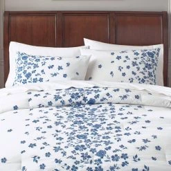 Home Decorators Collection Salina 3-Piece White and Blue Embroidered Floral Cotton Full/Queen Comforter Set -Flora Home Decorators Soldes home decorators collection bedding sets f5000272180tc 40 1000