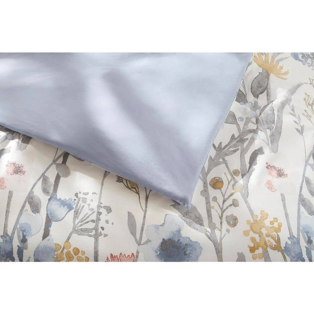 Home Decorators Collection Purcell 3-Piece Washed Denim Botanical King Duvet Cover Set 5 Home Decorators Collection Purcell 3-Piece Washed Denim Botanical King Duvet Cover Set - Image 3