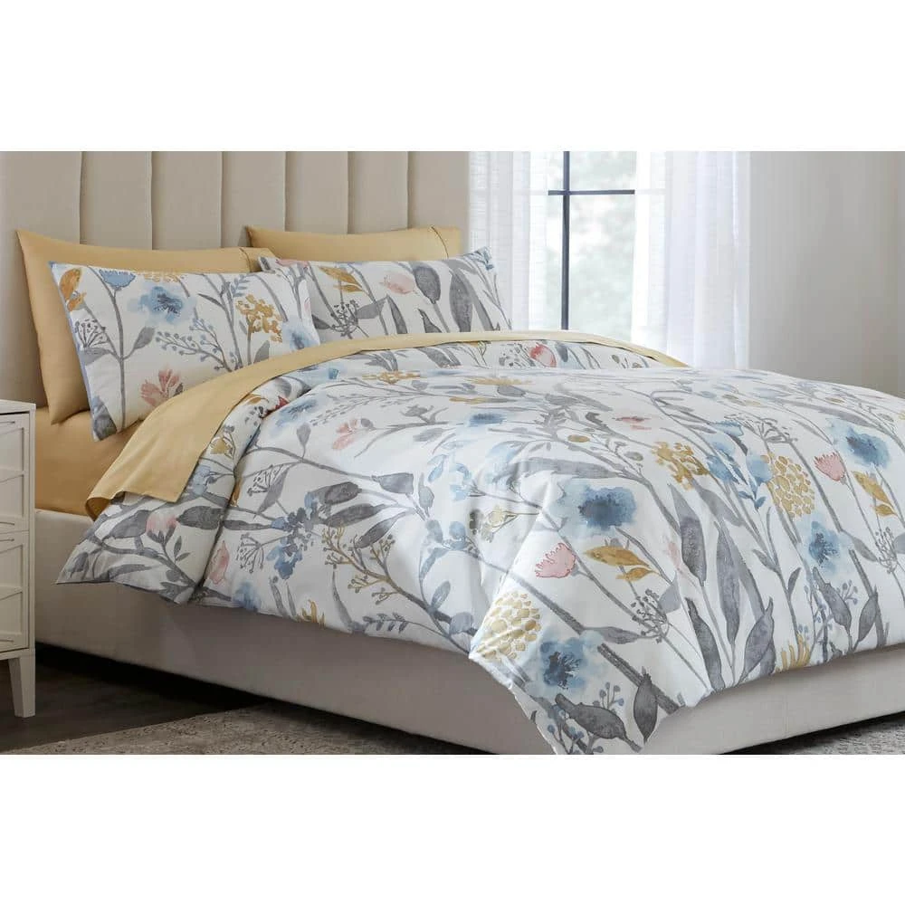 Home Decorators Collection Purcell 3-Piece Washed Denim Botanical King Duvet Cover Set 3 Home Decorators Collection Purcell 3-Piece Washed Denim Botanical King Duvet Cover Set