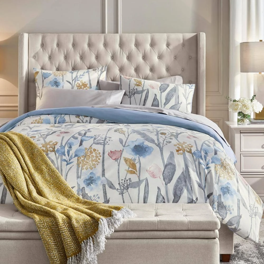 Home Decorators Collection Purcell 3-Piece Washed Denim Botanical King Duvet Cover Set 8 Home Decorators Collection Purcell 3-Piece Washed Denim Botanical King Duvet Cover Set - Image 6