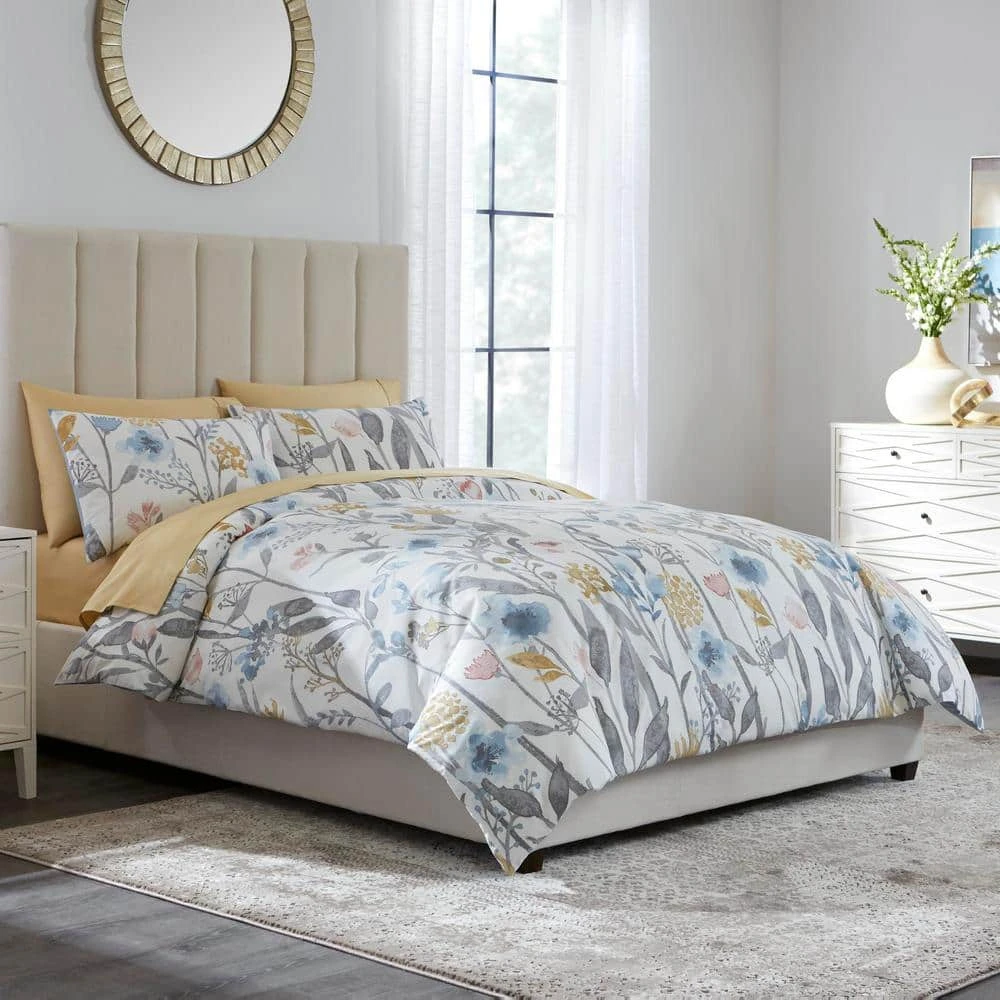 Home Decorators Collection Purcell 3-Piece Washed Denim Botanical King Duvet Cover Set 9 Home Decorators Collection Purcell 3-Piece Washed Denim Botanical King Duvet Cover Set - Image 7
