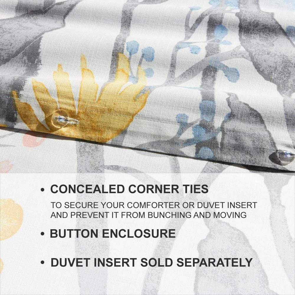 Home Decorators Collection Purcell 3-Piece Washed Denim Botanical King Duvet Cover Set 6 Home Decorators Collection Purcell 3-Piece Washed Denim Botanical King Duvet Cover Set - Image 4