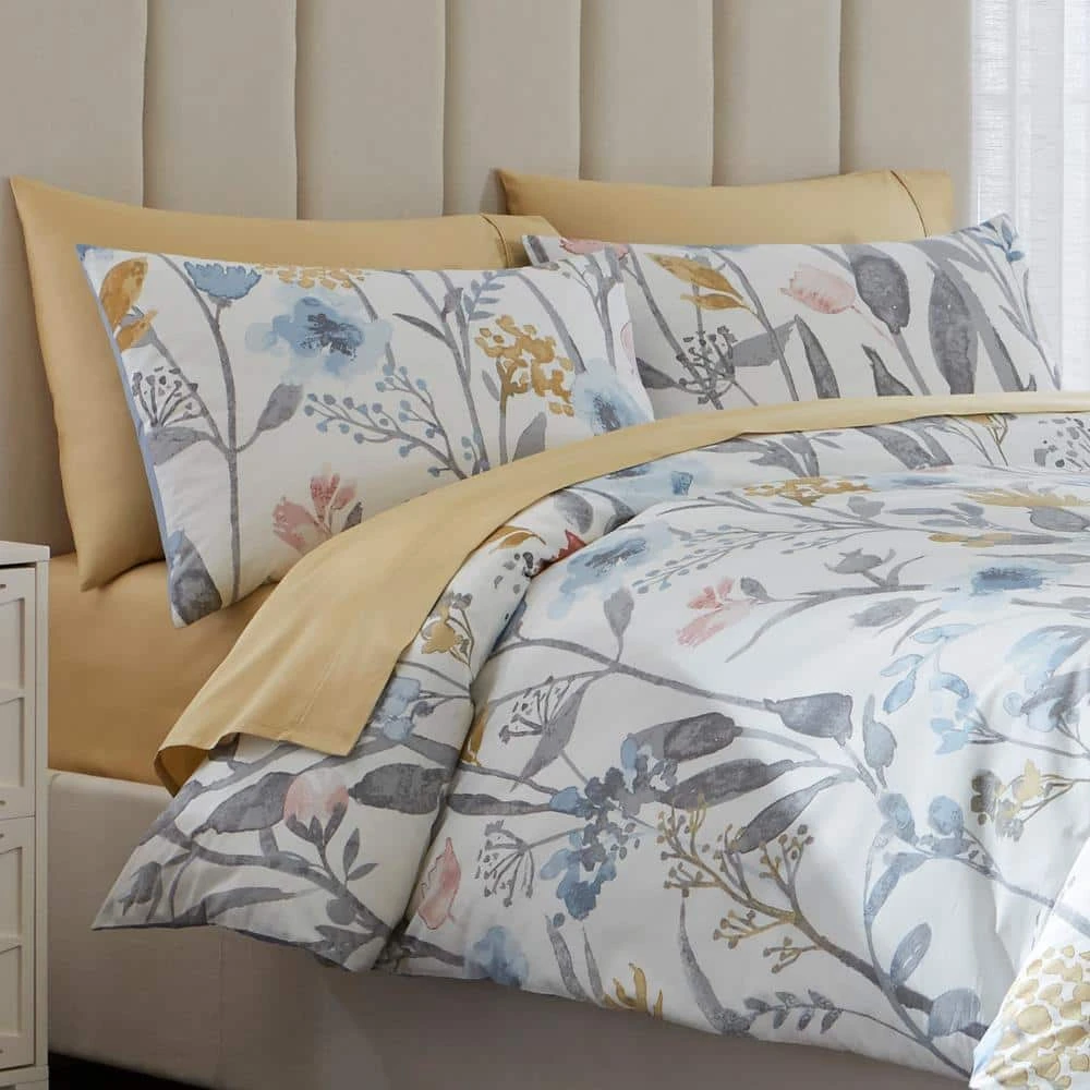 Home Decorators Collection Purcell 3-Piece Washed Denim Botanical King Duvet Cover Set 4 Home Decorators Collection Purcell 3-Piece Washed Denim Botanical King Duvet Cover Set - Image 2