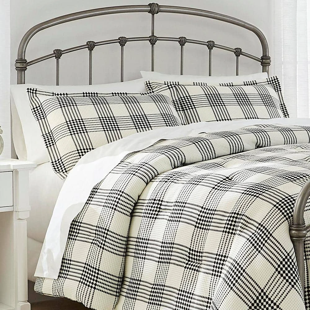Home Decorators Collection Adderley 3-Piece Black and White Plaid King Comforter Set 3 Home Decorators Collection Adderley 3-Piece Black and White Plaid King Comforter Set