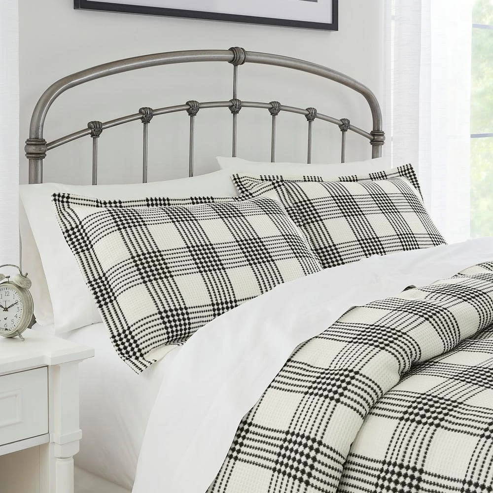 Home Decorators Collection Adderley 3-Piece Black and White Plaid King Comforter Set 4 Home Decorators Collection Adderley 3-Piece Black and White Plaid King Comforter Set - Image 2